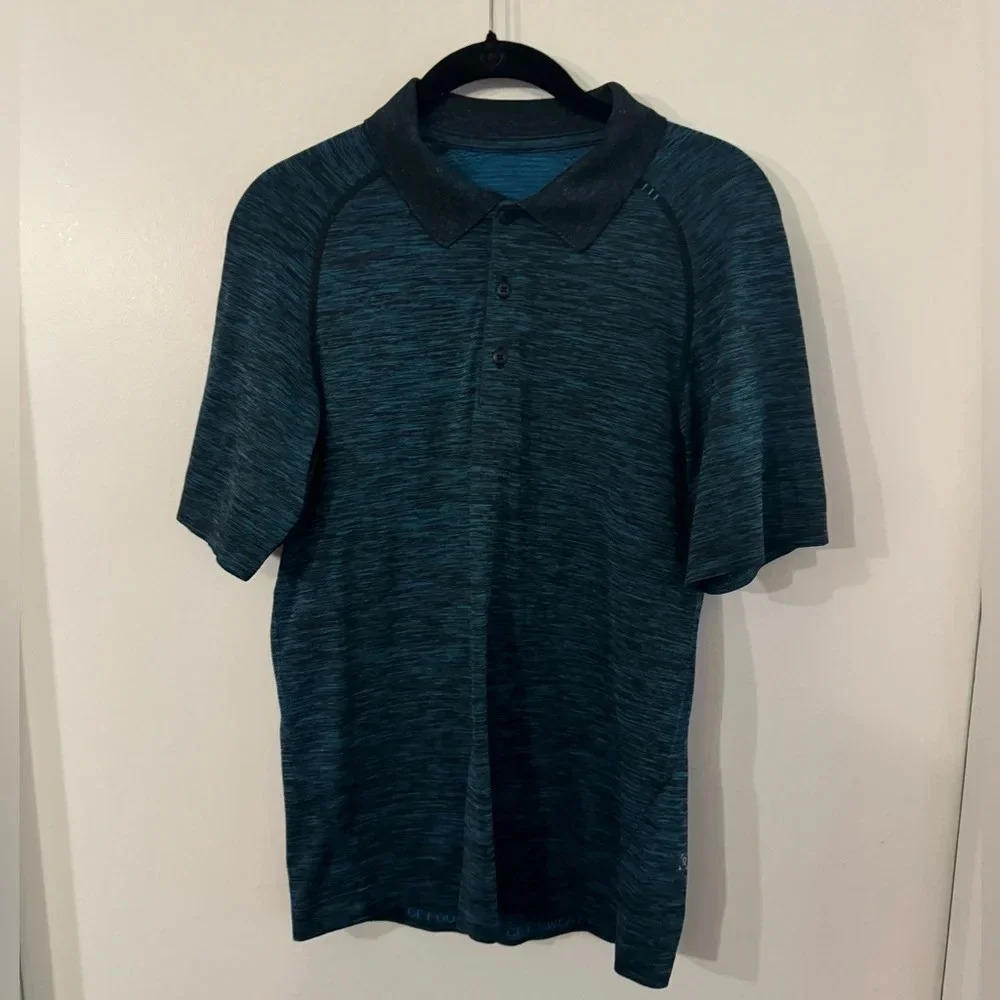 Lululemon Men Small - Short Sleeve Polo Heathered blue
